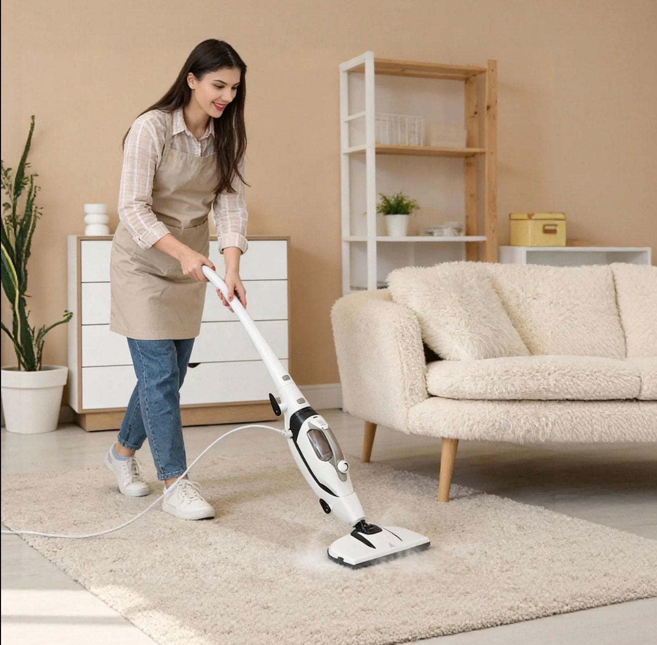 1550W Fast Heat Steam Mop with Detachable Handheld Steamer for Multi-Surface Home Cleaning