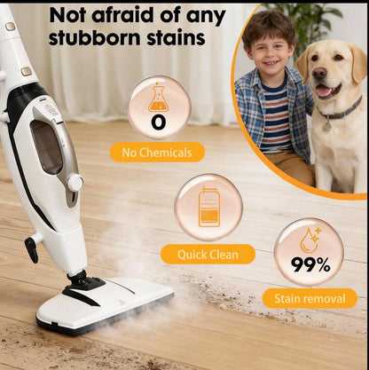 1550W Fast Heat Steam Mop with Detachable Handheld Steamer for Multi-Surface Home Cleaning