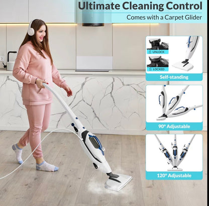 1550W Fast Heat Steam Mop with Detachable Handheld Steamer for Multi-Surface Home Cleaning